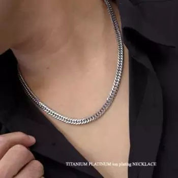 Link.id TITANIUM kalung Rantai Emas Putih 24K Pria dan Wanita Elegan Anti Karat / Kalung Rantai emas