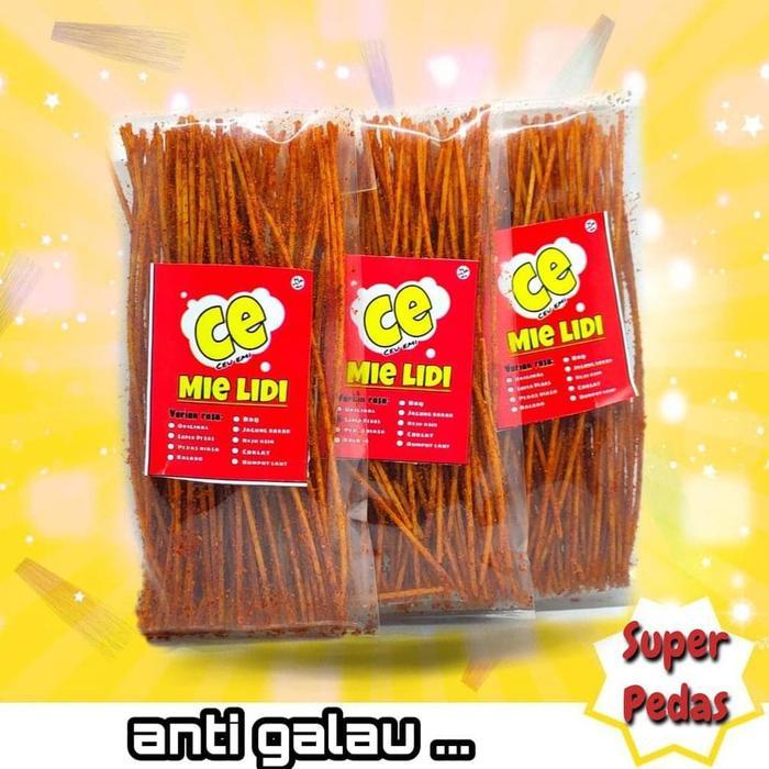 Mie lidi ce rasa super pedas milidi mielidi cemilan snack lidi pedas