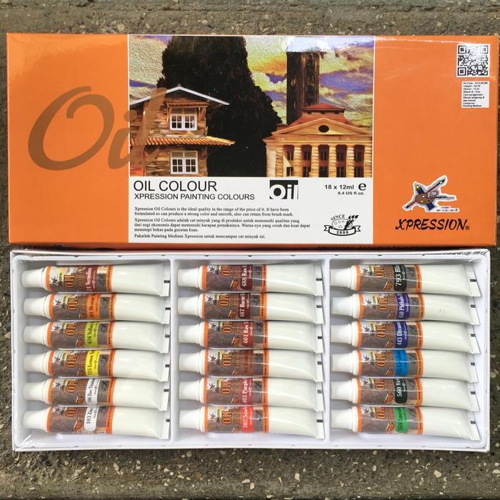 Cat Minyak / Cat Lukis Oil Colour Set 18 X 12 Ml / Xpression Oil Colour 18 Warna Terlaris