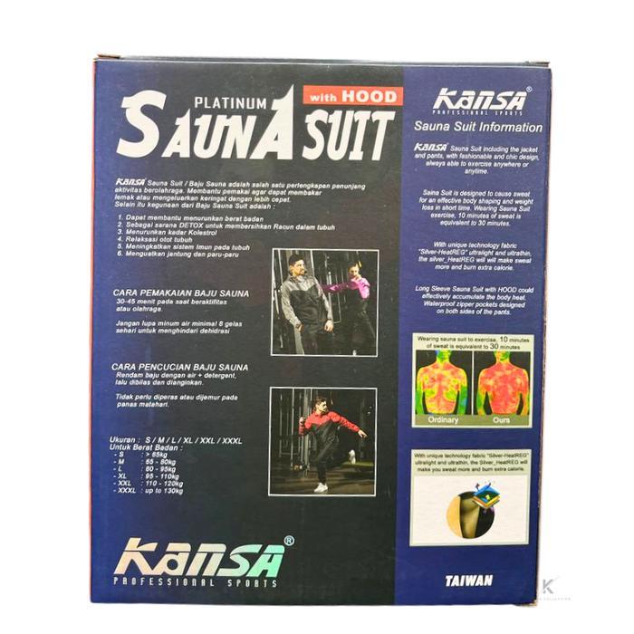 Jaket Sauna Suit Kansa Baju Sauna Pembakar Lemak Qui Dry