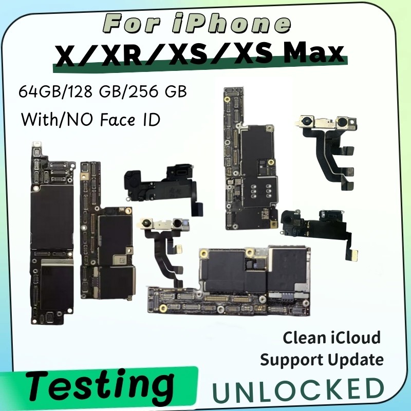TEST For iPhone Xs Max Motherboard Unlocked for iPhone X XR Mainboard With/NO Face ID Clean iCloud
