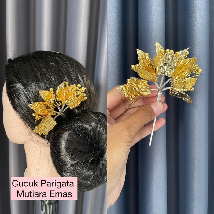 Cucuk parigata mutiara emas / cucuk semanggi hiasan sanggul - Cucuk only