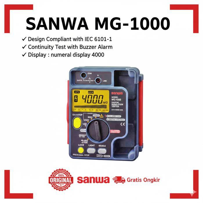 TERBARU SANWA MG1000 DIGITAL INSULATION TESTER / SANWA INSULATION DIGITAL MG1000