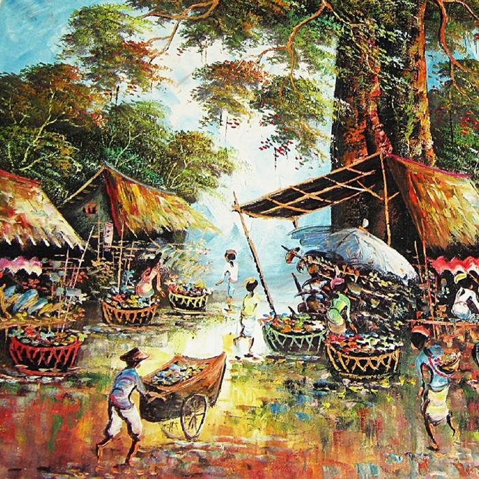 Olaimarket- Lukisan Pasar Palet Asli Bali Buatan Tangan