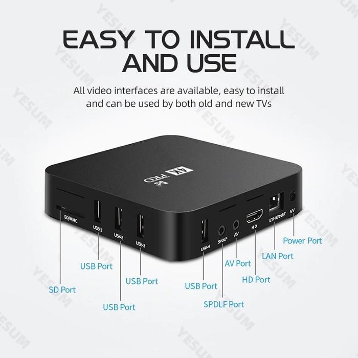 Ready Yc Mxq Pro Tv Box Android 10.1 Smart Set Top Box 4K 4Gb+64Gb Media Player Indihome Kabel