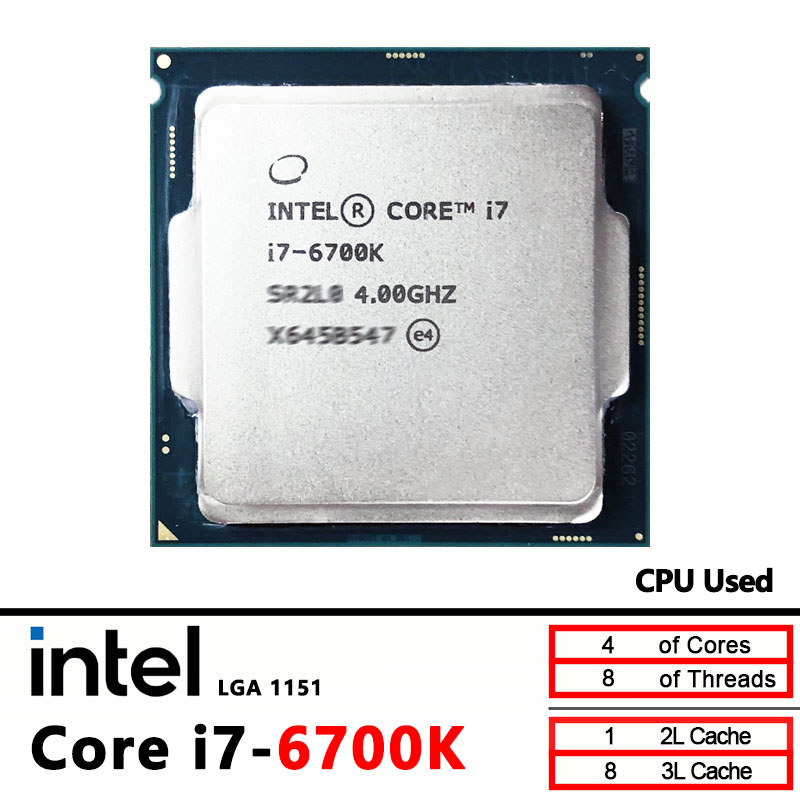 Intel Core i7-6700k i7 6700K i7 6700 K 4.0 GHz Used Quad-core Eight-Thread 91W CPU processor LGA