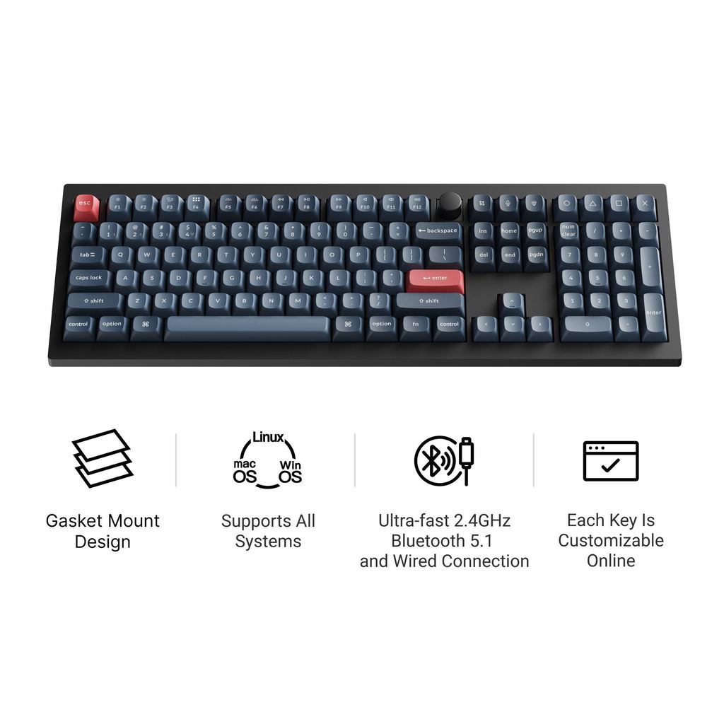 Keychron V6 Wireless Mechanical Keyboard Gateron Axis RGB Gaming Keyboard Support Macwin QMKVIA