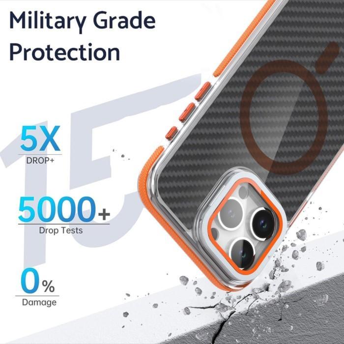 Case ipon 11 12 13 14 15 16 Pro Max Magsafe Carbon Shockproof Hybrid Case Anti Yellowing Back Cover