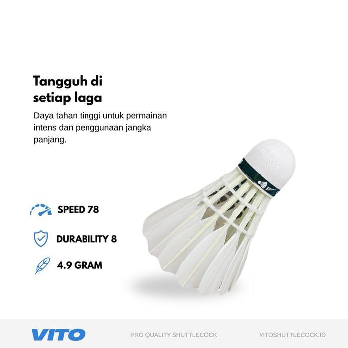 Flash Sale Vito Shuttlecock Pro Quality Kock Badminton Bulutangkis Tahan Lama & Stabil Isi 12