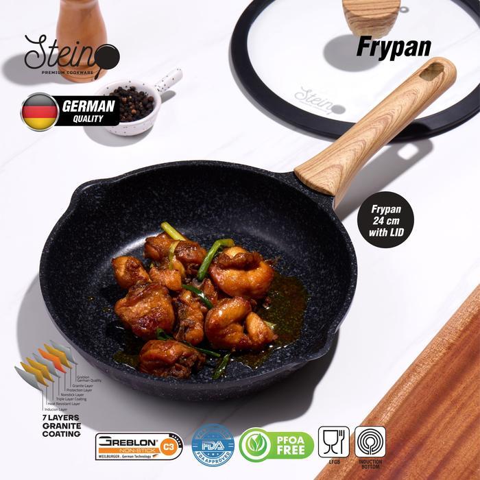 Stein Cookware Diamond 2 Fry Pan Panci Penggorengan Anti Lengket 24Cm + Tutup