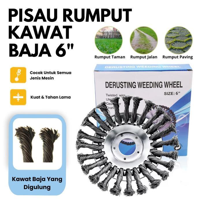 KEPALA SIKAT KAWAT MESIN POTONG RUMPUT TERAS JALAN PAVING BLOCK