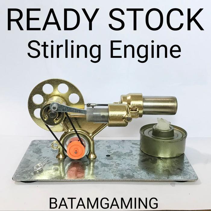 PROMO BATAMGAMING Stirling Engine Mini Mesin Uap dengan Motor Penghasil Listrik & Lampu LED Siap