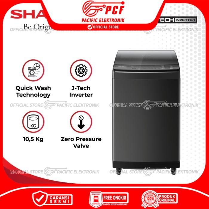 Mesin Cuci Sharp Inverter 1 Tabung Top Loading 9.5kg ES-M9500XT-SA / 9500XTSA / 9500XT