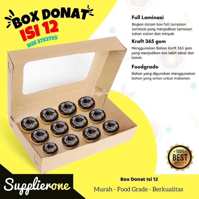 Box Donat Isi 12 / Box Donat / Dus Kue / Kemasan Donat / Dus Donut