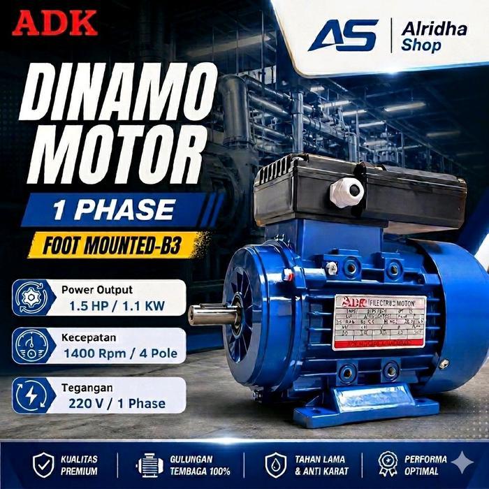 Dinamo ADK 2 HP 1 Phase 1400 Rpm 220V Dinamo ADK Elektro Motor/Electro Motor Dynamo