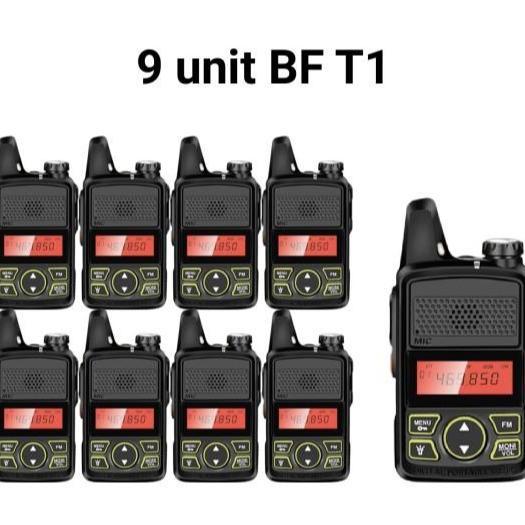 Paket 9 unit BF T1 walkie talkie radio komunikasi HT MINI
