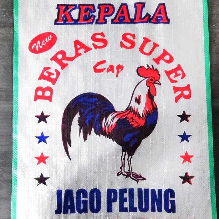 Karung beras 25kg cap jago pelung, kembang, rojolele isi 25 lembar