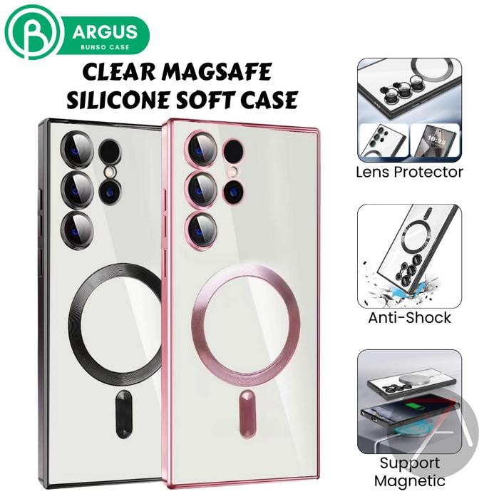 Bunso ARGUS Soft Case untuk Samsung Galaxy S25 Ultra Edge Plus FE S24 S23 S22 S21 5G Clear Magsafe