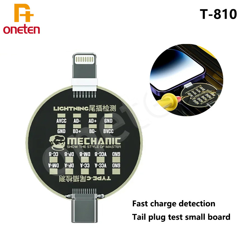TERBARU MECHANIC T810 mobile phone tail plug test board suitable for IPHONE Android Lightning TYPE-C
