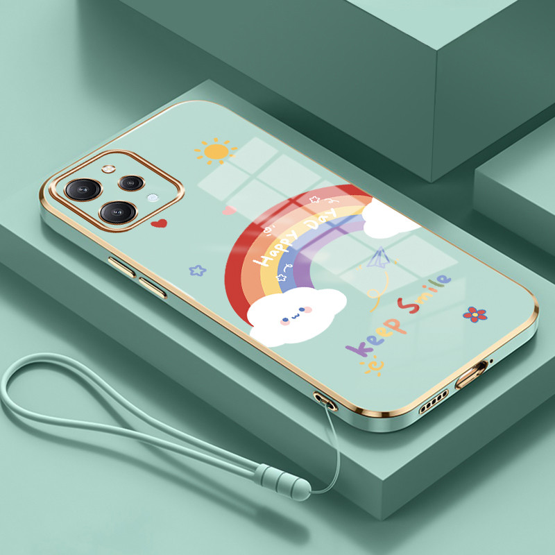 Casing Untuk Xiaomi Redmi 12 12C 11A Note 12R 5G POCO M6 Pro 5G C55 Case Casing Awan Pelangi silikon
