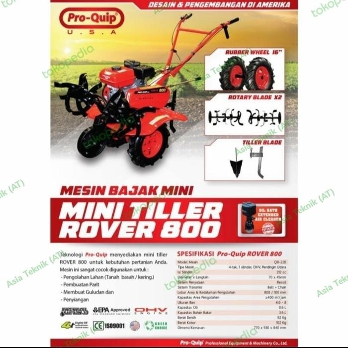 Mesin cultivator traktor bajak sawah ProQuip Rover 800. tiller terbaik