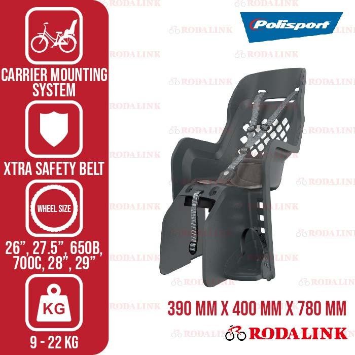 Polisport Kursi Boncengan Sepeda Anak Joy Baby Carrier dengan Carrier Mounting, Aman & Nyaman