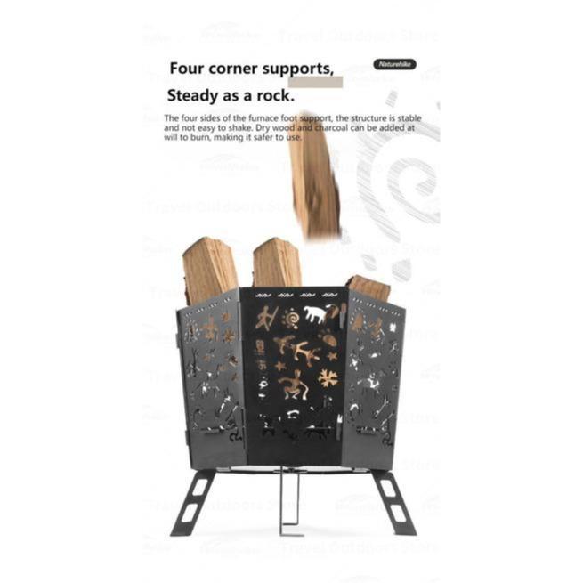 Tungku Fire Pit Grill Bbq Kayu Bakar Camping Naturehike Cnh22Cj036