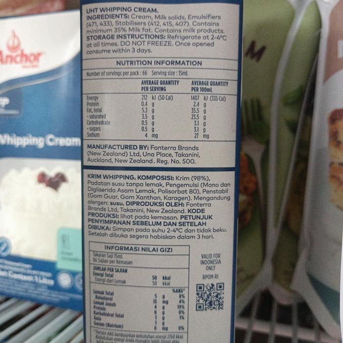Anchor Whipping Uht Cream Cair 1Lt
