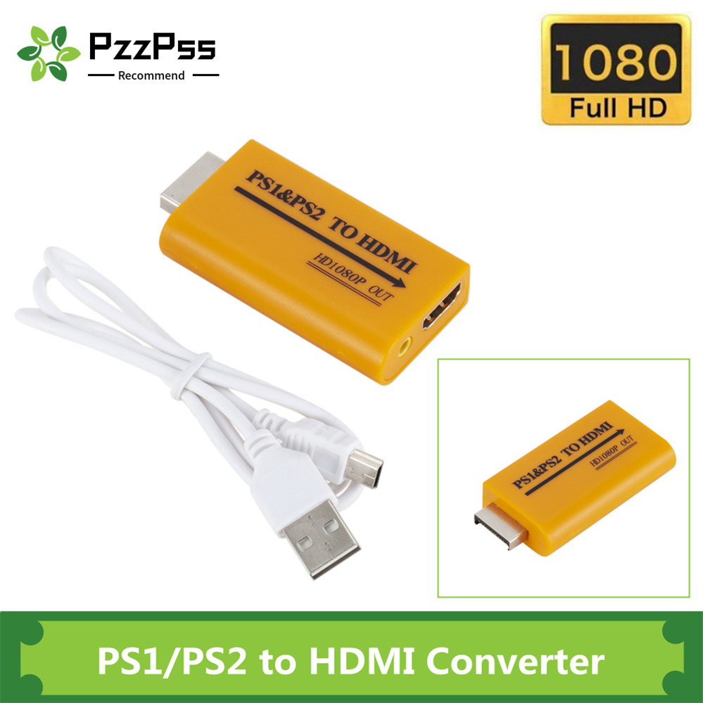 PzzPss For PS1/PS2 to HDMI Adapter Converter Up to 1080P Output For