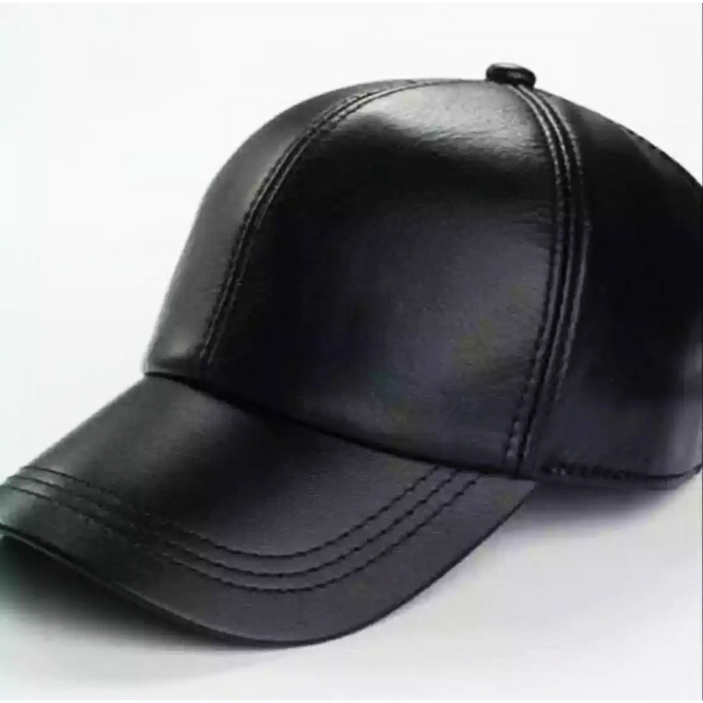 Topi kulit kerajinan garut topi kulit garut style pria keren mewah termurah garut WS Hitam 01