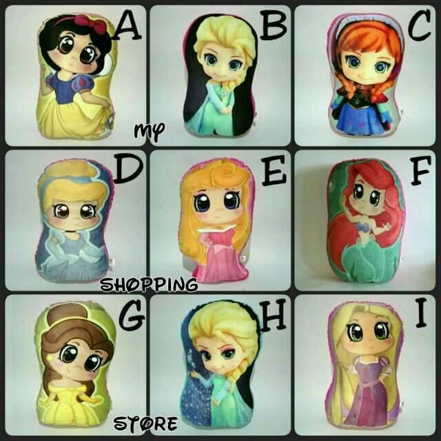 (My Shopping Store) Bantal Boneka Princess Elsa Anna Cinderella Snow White Belle Princess Imut