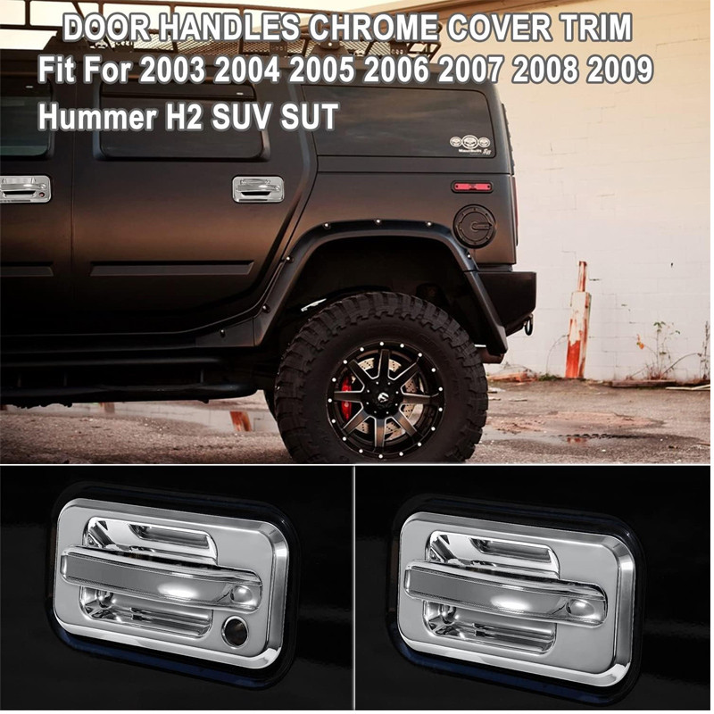 Door Handle Cover Chrome Trims Bezel W/Passenger Side Key Hole Exterior Accessories For Hummer H2