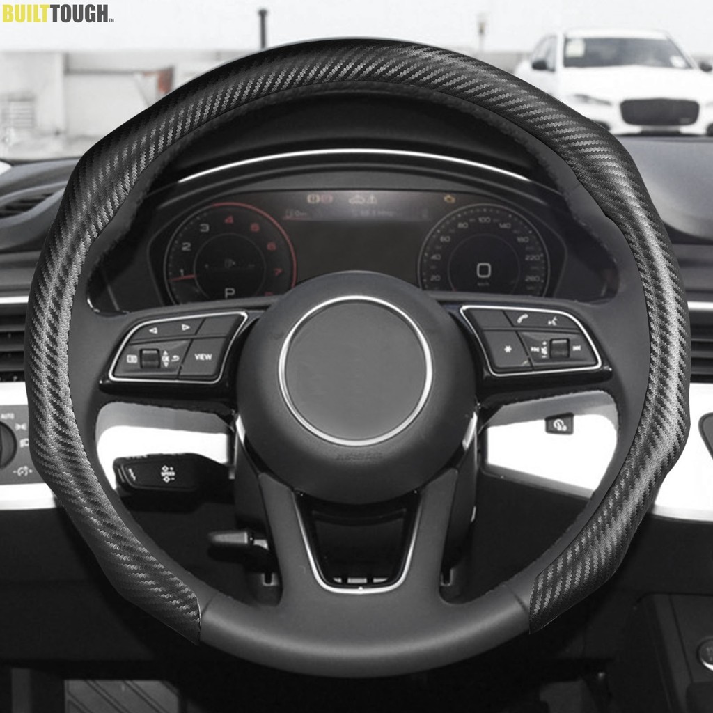 For Audi A3 A4 A5 Q3 Q5 Q7 RS3 RS5 Carbon Fiber Pattern Car Steering Wheel Cover Concave and Convex 