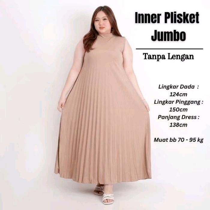 Gamis Plisket Jumbo XXL Premium - Inner Plisket Premium - Gamis Plisket Bahan Hyget Super Premium