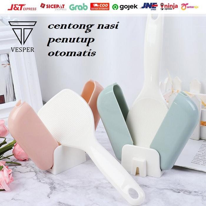 centong nasi penutup otomatis / spoon holder rice stand automatic / scoop the rice