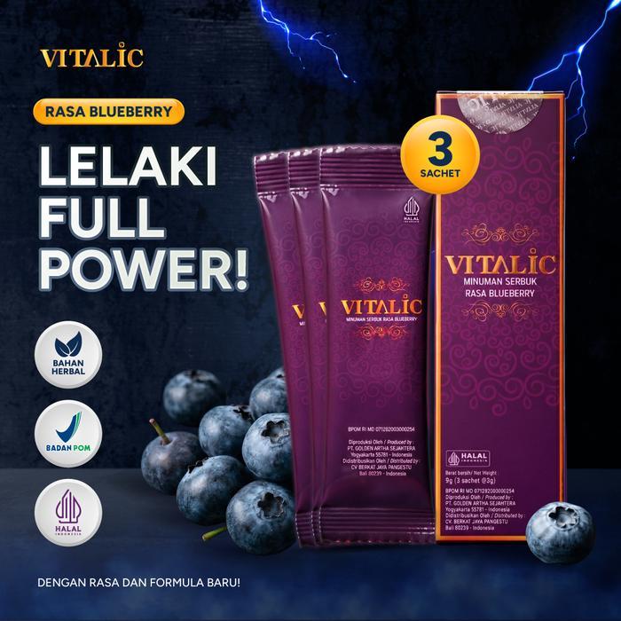 ASLI Vitalic-Varian Blueberry isi 3 sct -Minuman Penambah Stamina dengan Bahan Alami Instan READY