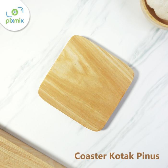Tatakan Gelas Coaster Kotak Pinus Properti Foto Produk