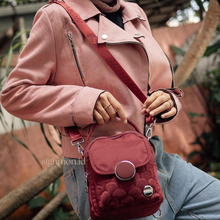 BERKUALITAS SIGHMON - Caroline Bag - Tas Ransel Selempang Bahu Sling Bag Import Fashion Wanita Tahan