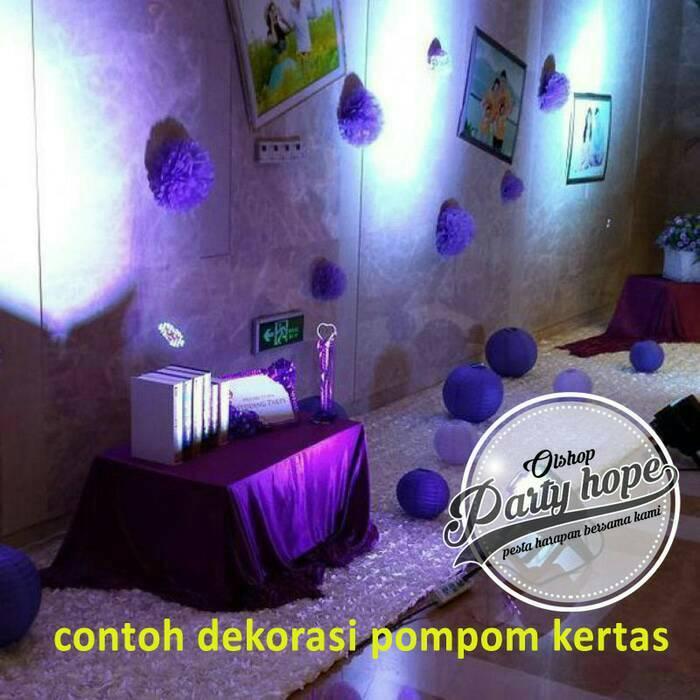 Terbaru Pompom Kertas Pink Muda / Pompom Kertas 20 Cm / Tissue Paper / Pompom
