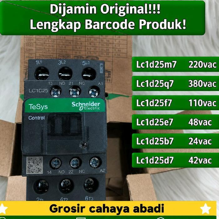 Kontaktor Schneider 3P Lc1D25M7 220Vac,Lc1D25Q7 380Vac,Lc1D25F7 110Vac,Lc1D25E7 48Vac,Lc1D25B7