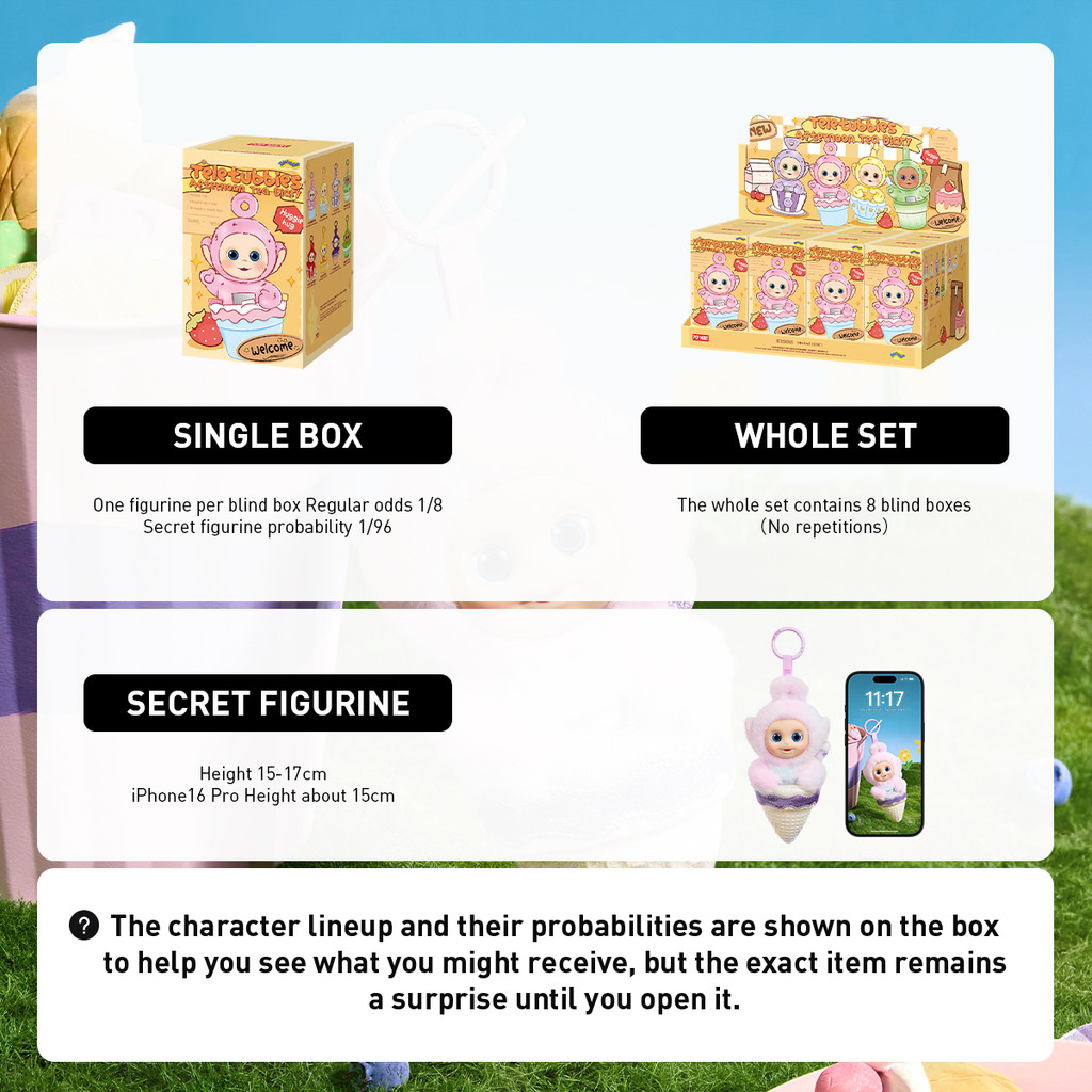 EU EXLDPOP MART Teletubbies Afternoon Tea Diary Vinyl Pendant 1P8PS Blind Box