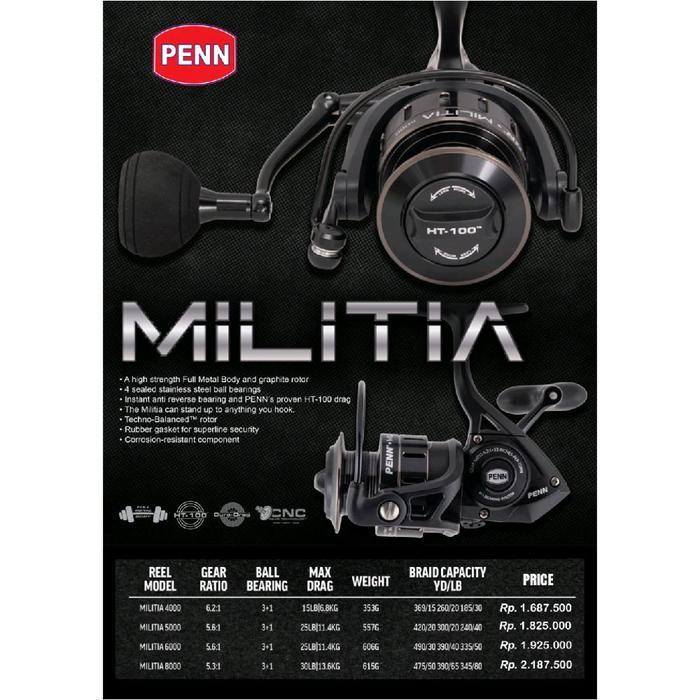 PROMO REEL PANCING PENN MILITIA 4000 5000 6000 8000 NEW 2026 REEL SPINNING REEL PENN REEL MURAH