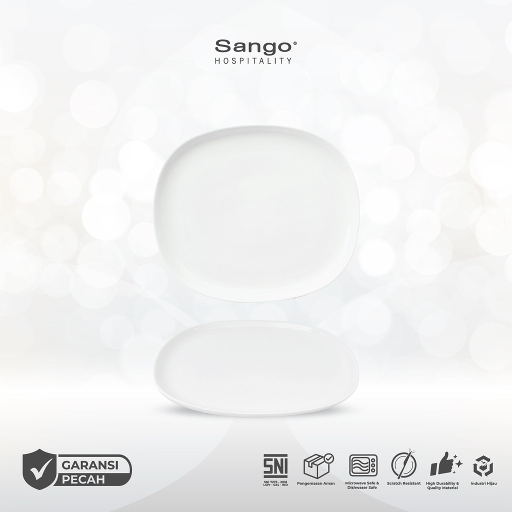 Sango Ora White Piring Salad/Dessert Besar Large Salad Dessert Plate Keramik Hotel Restoran Cafe