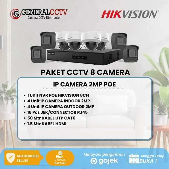 PAKET 8 IP CAMERA  HIKVISION 2MP 1080P IP KAMERA HD