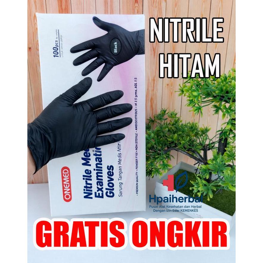 Nitrile Gloves Hitam / Sarung Tangan Nitrile Hitam Onemed Isi 100 Pcs
