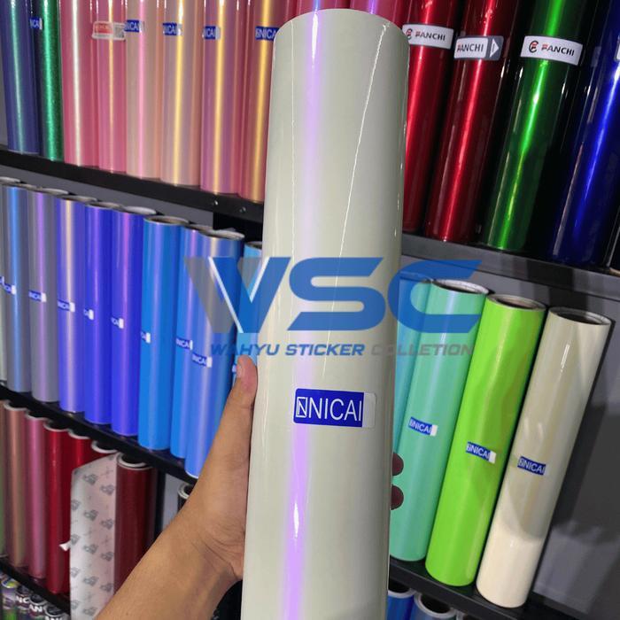Stiker Skotlet Putih Lembayung Ungu White Pearl Purple Bunglon Glossy Premium Wrapping Motor Mobil