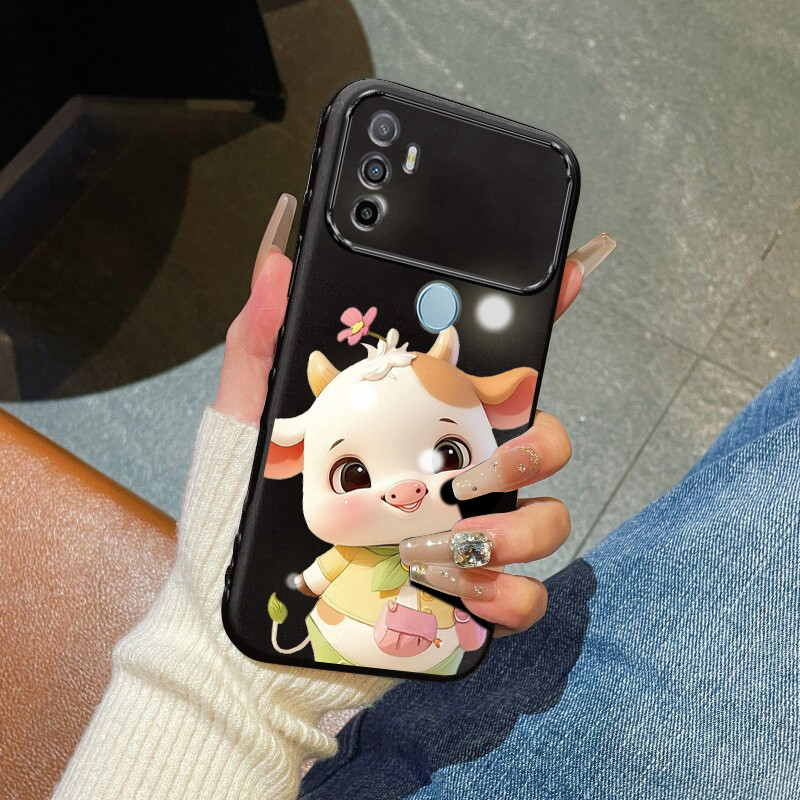 Casing Hp untuk OPPO A53 A53s A32 A33 2020 A11s Case Casing pola sapi Kesing Jendela Besar Bentuk Ha