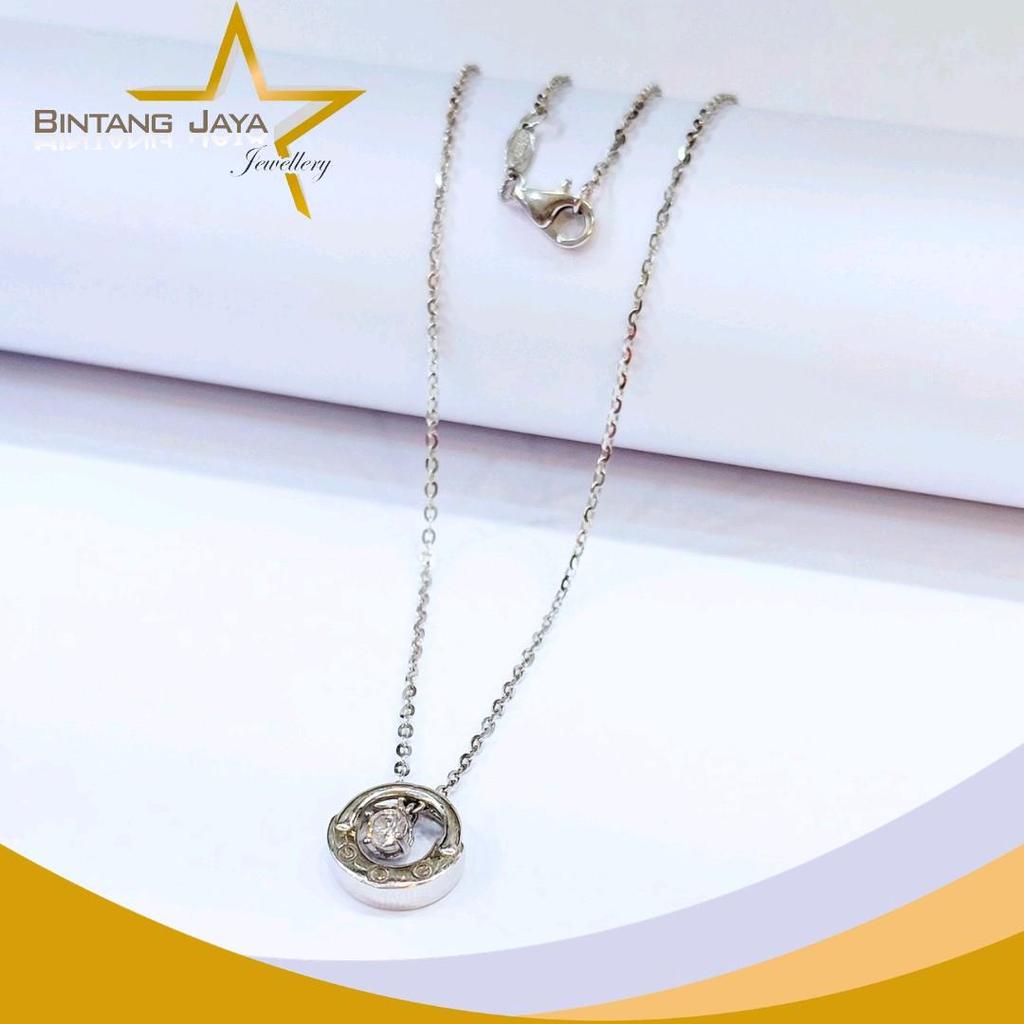 Kalung Emas Rantai Elly Variasi Bulat Satu Mata Putih Cartier Per Whitegold - Kadar 17K - Berat 4,13