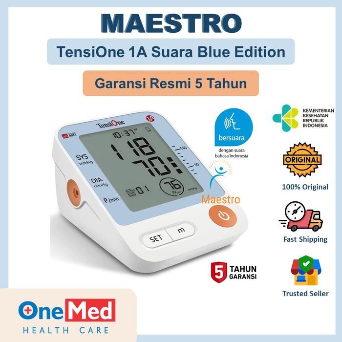 Terlaris Tensimeter Digital Suara Bahasa Indonesia TensiOne 1A Blue Edition Alat Cek Tes Tensi