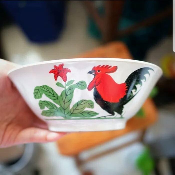 Mangkok ayam keramik 1 lusin - Mangkuk bubur ayam - Mie ayam